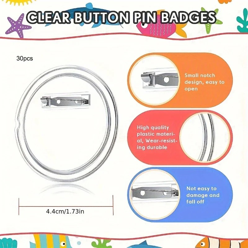 Button Badge Blank - 30pcs aksesoris pembuat pin lencana akrilik