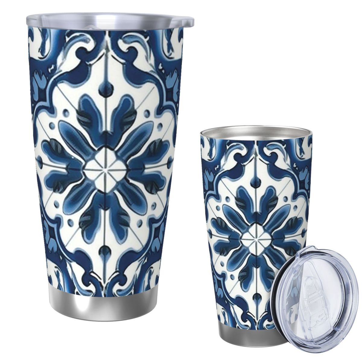 Tumbler 20Oz White - Tumbler Baja Tahan Karat Pola Majolica