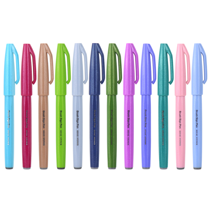 Pentel Pen Sign Pen - 12/24Pcs Jepang Pentel Sentuh Sikat Fude