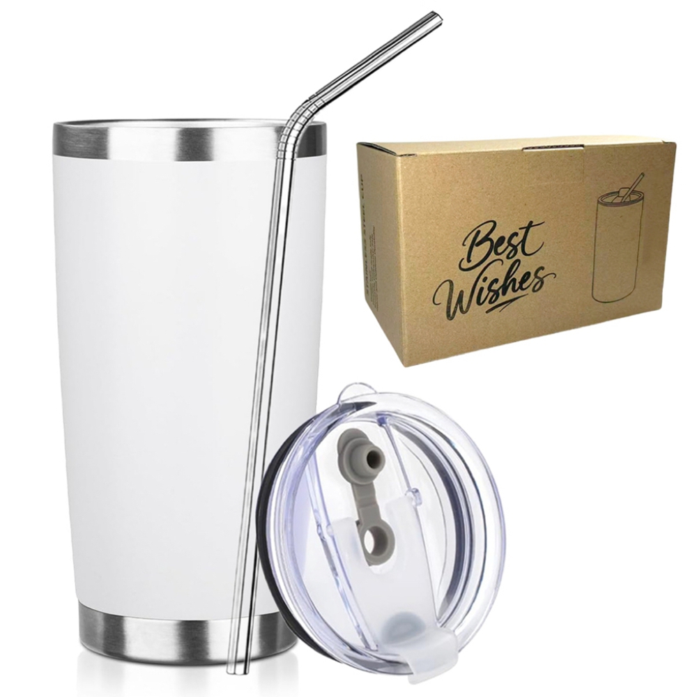Tumbler 20Oz White - Mug Tumbler 20oz dengan Tutup dan