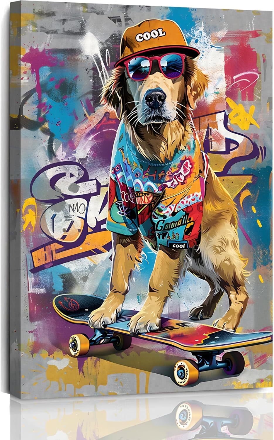 1p, Lukisan Anjing Berwarna-wa - Canvas Wrap Ready ulasan dan harga